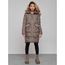 Coat insulated winter female, size 52, brown color