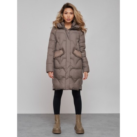 Coat insulated winter female, size 52, brown color