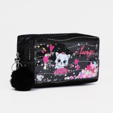 Cosmetic bag with lightning, black color
