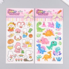 EVA sticker, Dinosaur/Bunnies paper with sparkles of mix 14x27.5 cm
