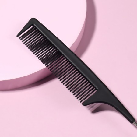 Antistatic comb, with a metal tail, carbon, 22 × 3 cm, black color-3