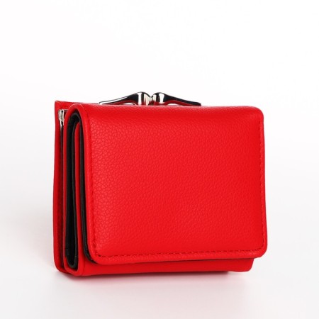 Women's wallet on the button, red color