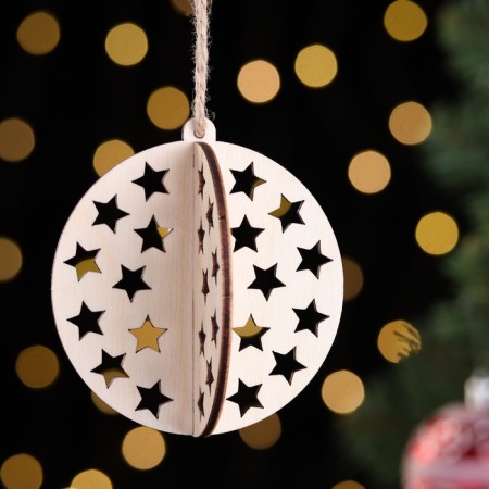 Wooden toy on the Christmas tree "Stars", ball, diameter 8 cm