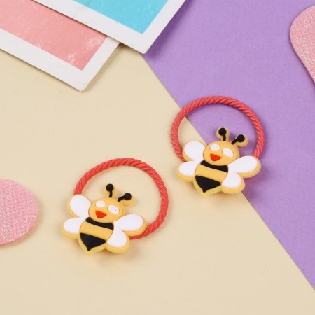 Hair elastic band "Baby" (set 2 pcs) bee, 3 cm, orange-1