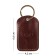Key leather keychain, label, rectangular, genuine leather, brown, deer