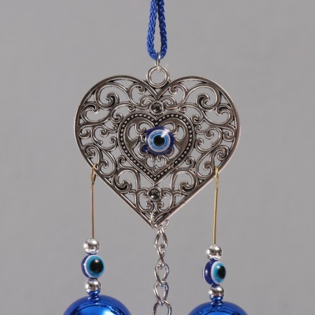 Wind Music Metal from the evil eye "openwork heart" 5 bells 5.5x45 cm-1