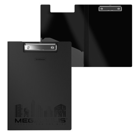 A4, 1.3 mm clamp folder, erichkrause megapolis, plastic, black¶