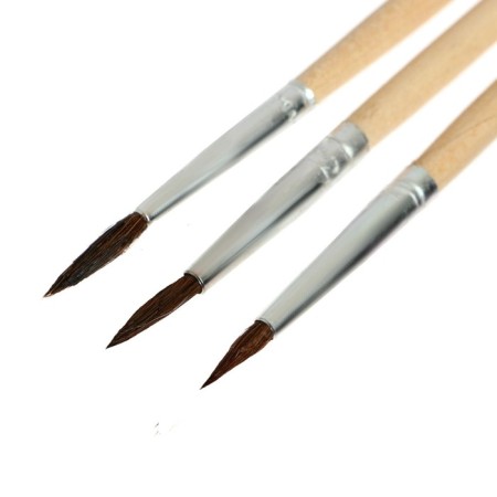 Set of brushes protein round 3 pieces (No. 1,2,3) with wooden handles on a blister-2