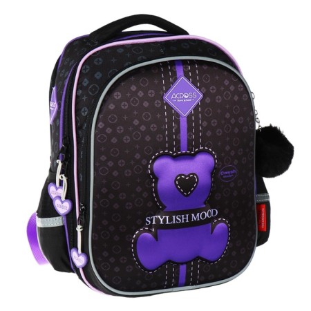 School backpack 37 x 28 x 13cm, ergonomic back, Across 557, black-1