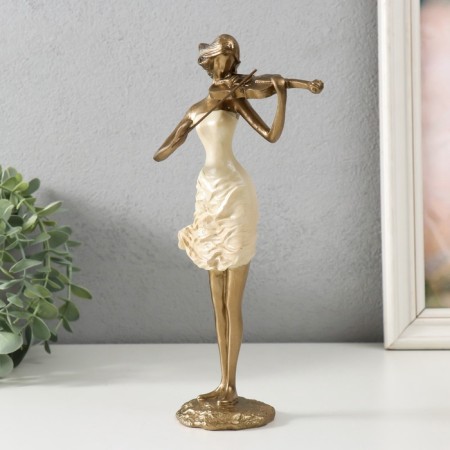 Souvenir Polystone "Violinist" Sand with bronze 13x9.5x25 cm-5