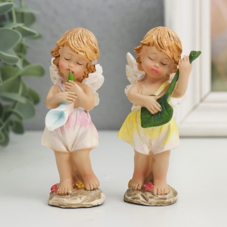 Souvenir Polystone "Angel -musician - Flowers game" MIX 3.5x4.5x9 cm