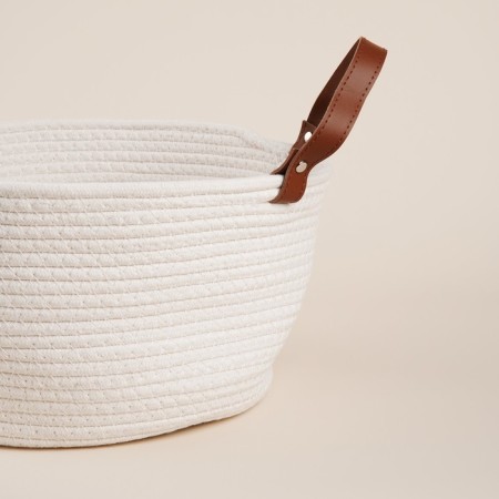 Basket for storage of handmade lauded "Louise", 33 × 33 × 16 cm, white color-2