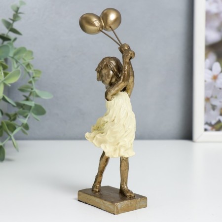 Polystone souvenir "Baby with balloons, yellow dress" 17x5x9 cm-3