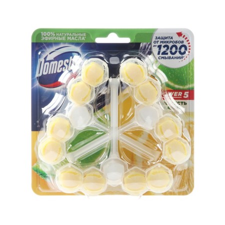 Block for cleansing the toilet Domestos Power 5 Trio "Fresh Lima", 3 pcs. 55 g