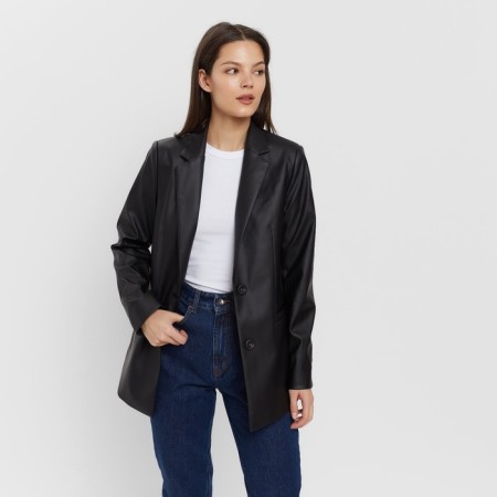 Women's jacket (eco -leather) minku: eco leather, black color, size 42-5