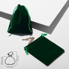 Velvet bag, 10 × 12 cm, green color