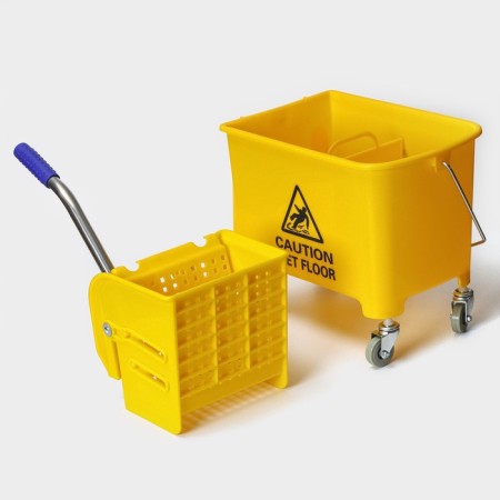 A bucket with mechanical spin on wheels, 20 liters-6