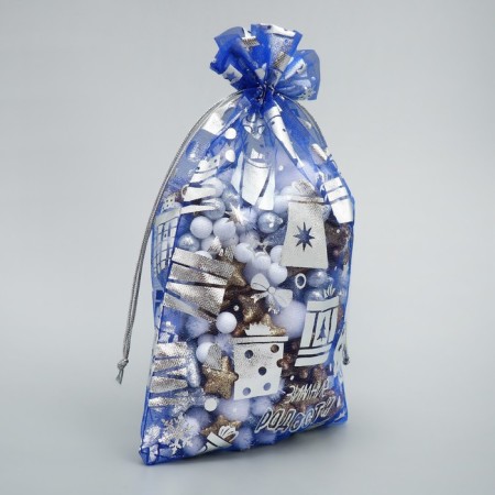 Bag gift organza "Winter joys", 16 x 24 cm +/- 1.5 cm, New Year-2