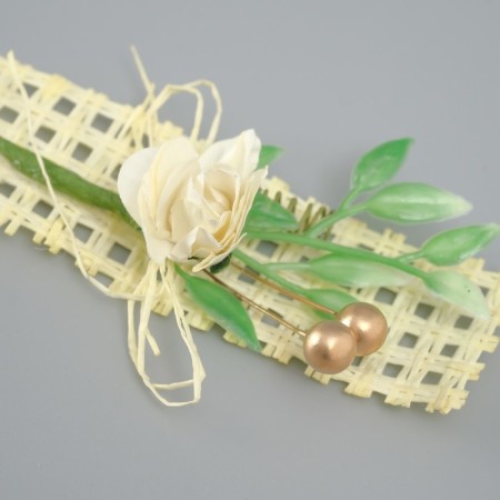 Decorative bouquet "Rose" 5x9 cm, milk-2