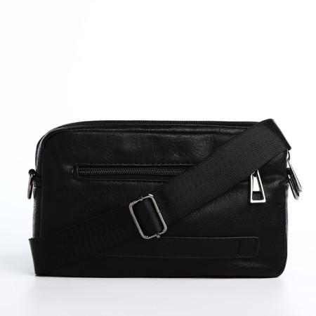 Male bag over the shoulder, artificial leather, black color-2
