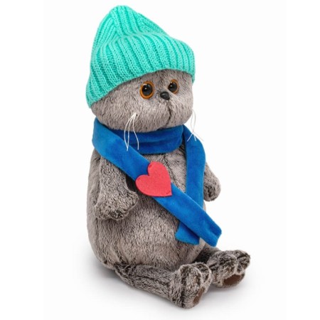 Soft toy "Basik", in a hat and a scarf with a heart ", 19 cm-1