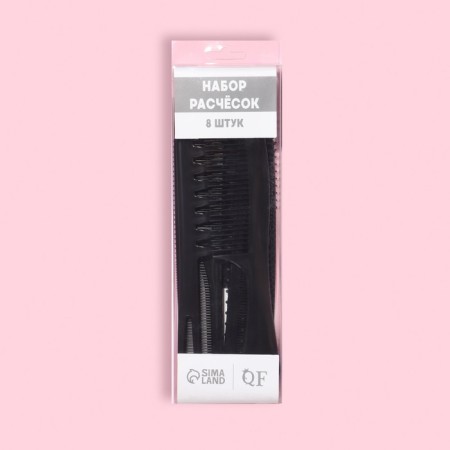 Set of combs, 8 items, black color-6