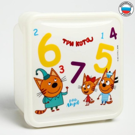 Lunch-box, Container Children's three cats "Training", Mix drawing, 450 ml