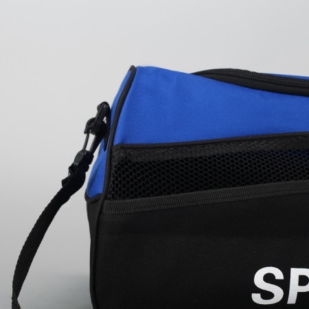 Sports bag with lightning, external pocket, long belt, blue/black color-3