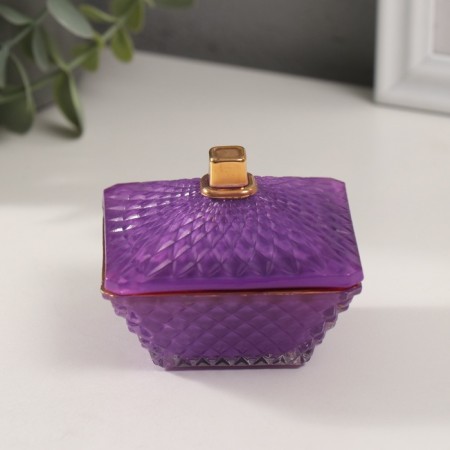 Casket glass "Flash" Lilac with gold 7.5x7.5x6 cm-1