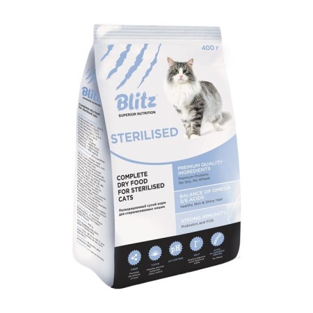 Dry feed Blitz Sterilized for sterilized cats with turkey, 10 kg.