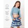 TOP for a girl with long sleeves on Generation ties, height 128 cm, blue color