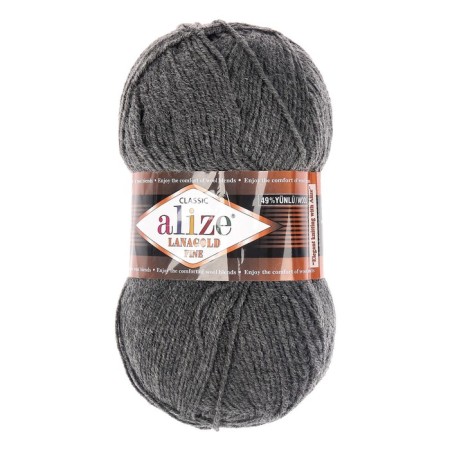 Yarn "Lanagold fine" 49% wool, 51% acrylic 390m/100g (182 medium-gray)-1