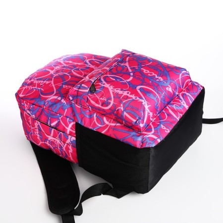 School backpack of textiles on lightning, 3 pockets, pink color-4