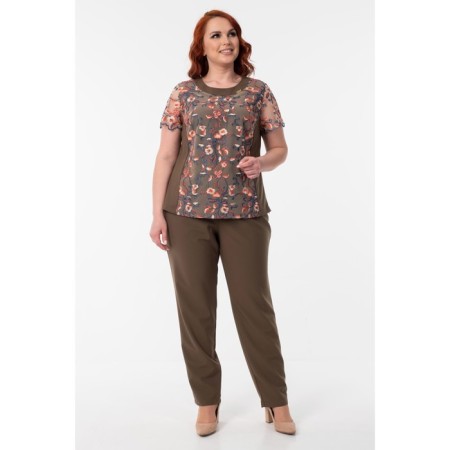 Female suit, size 56, green color-6