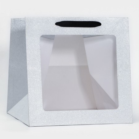 Gift New Year craft with a square bottom and window, 30 x 30 x 30 cm.-1
