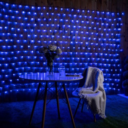 Garland "Network" 2 × 3 m, IP44, UMS, dark thread, 384 LED, glow blue 220 V