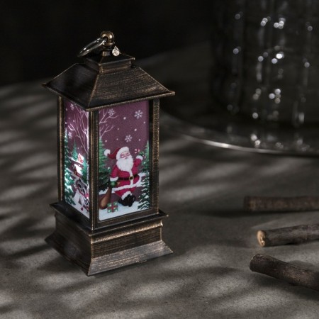 LED figure "Bronze Lantern with Santa Claus" 5.5 × 13 × 5.5 cm, plastic, batteries AG13x3, glow warm white-1