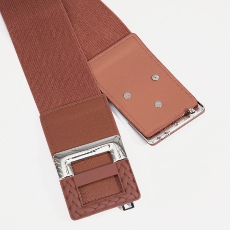 Women's belt, width 6 cm, buckle metal, brown color-2