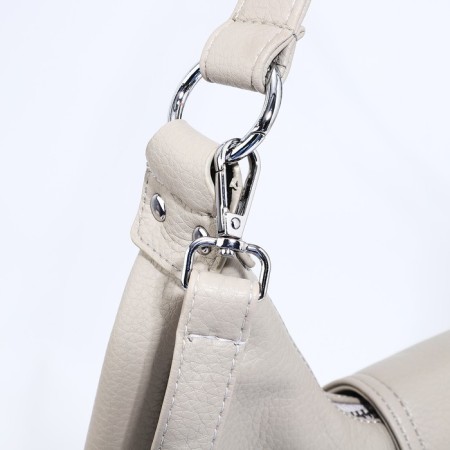 Load bag with zipper, external pocket, long belt, gray-beige color-5