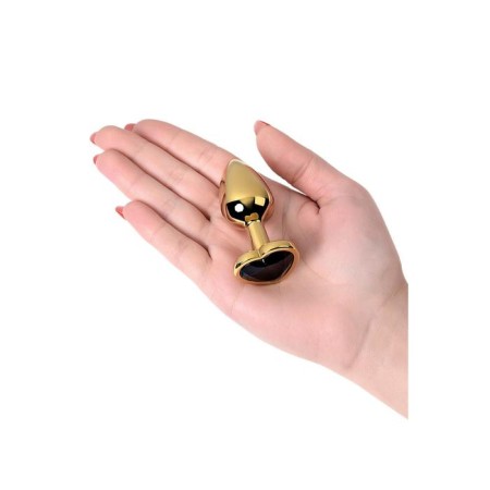 Anal plug with the Toyfa Metal rhinestone, golden, tourmaline, 7 cm, d = 2.7 cm-4