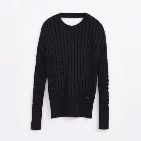 Female jumper with a neckline on the back of Conte Elegant, size XS, color Black