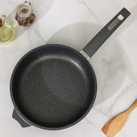 Granite pan, d = 24 cm, plastic handle, anti -stick coating, gray color-1