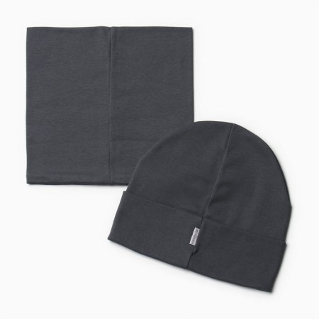 Set (hat, snood) for a boy A.7304, the color is gray, p. 52-54-2