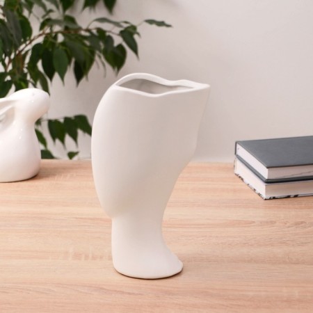 Vase Ceramics "Profile" 12x23 cm, white-1