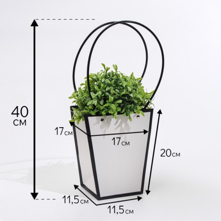 Bag for flowers is white moisture -resistant, 17x17 - 11.5x11.5 - 20 cm, 1 pcs-3