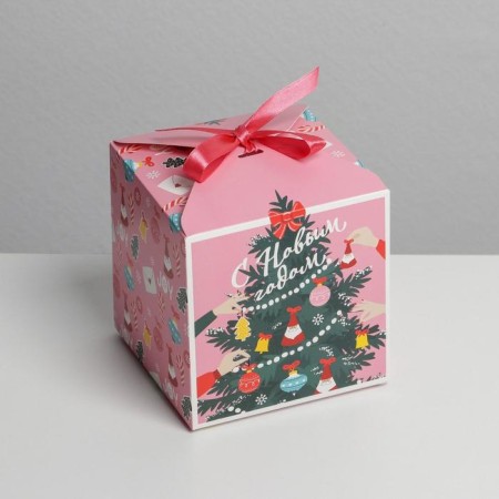 Folding box “Dress the Christmas tree”, 12 x 12 x 12 cm, New Year-1