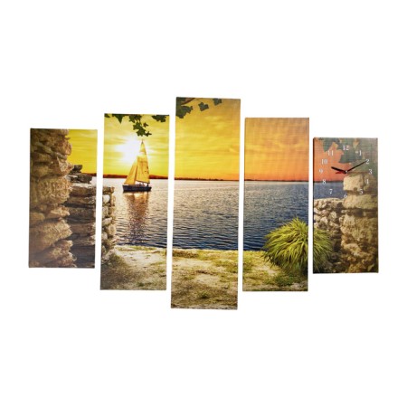 Carty clock is wall-mounted, modular "sailboat at sunset", silent, 80 x 140 cm