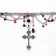 Necks "Cross" beads with chains, black-red color in silver