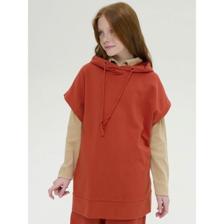Sleeveless sweatshirt for girls Pelican, height 122 cm, Terracotta color