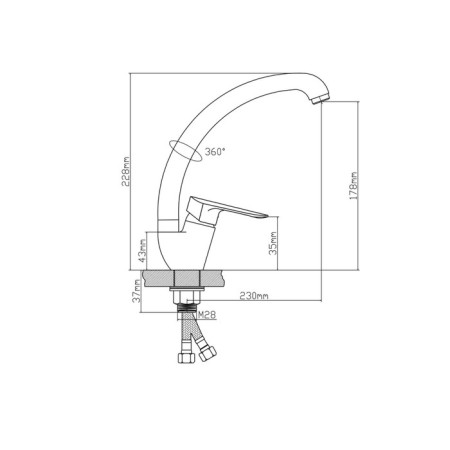 BOOOU B8274-10F kitchen mixer, 35 mm cartridge, single-leaf, brass, chrome-4